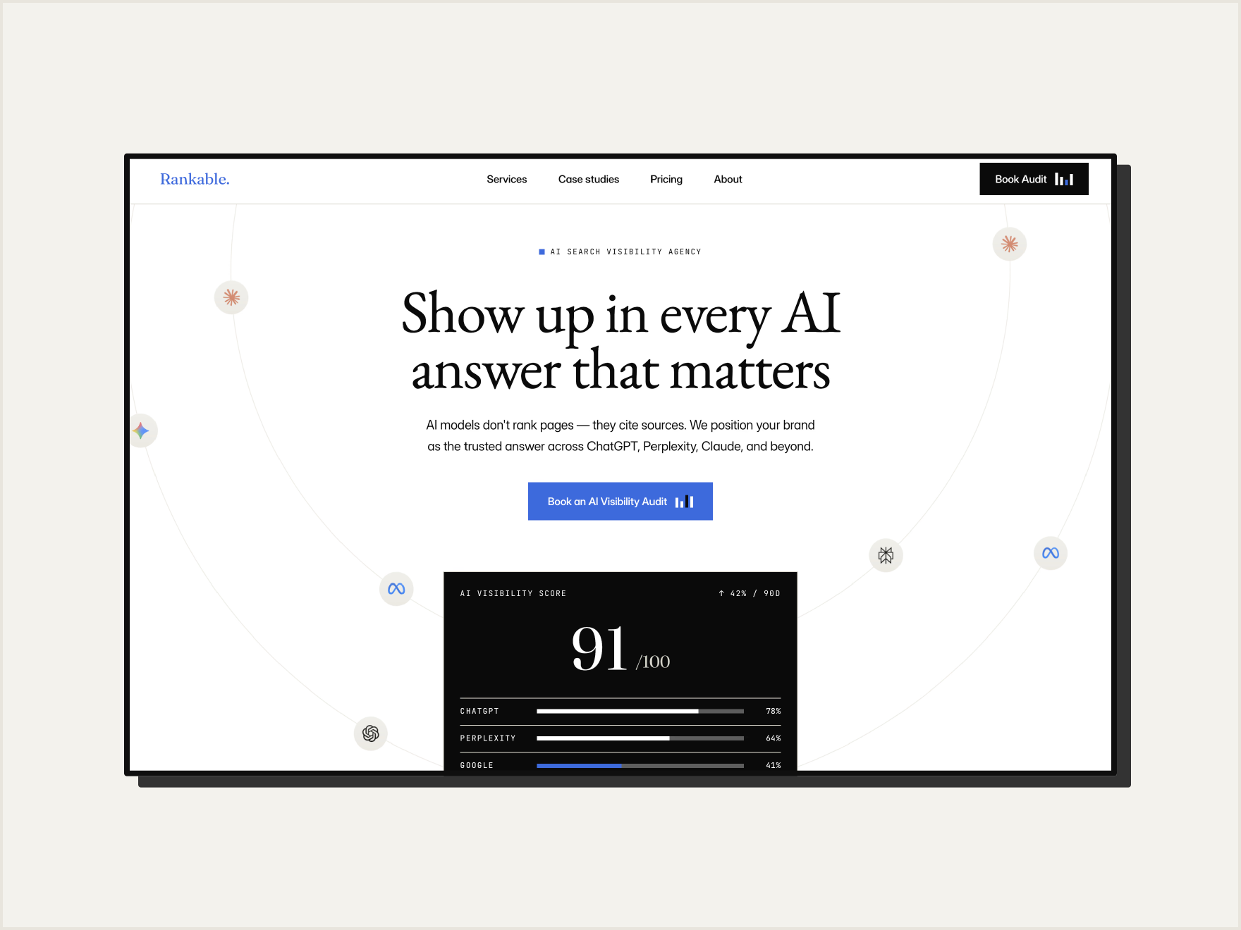 Rankable example showing a customized Framer template