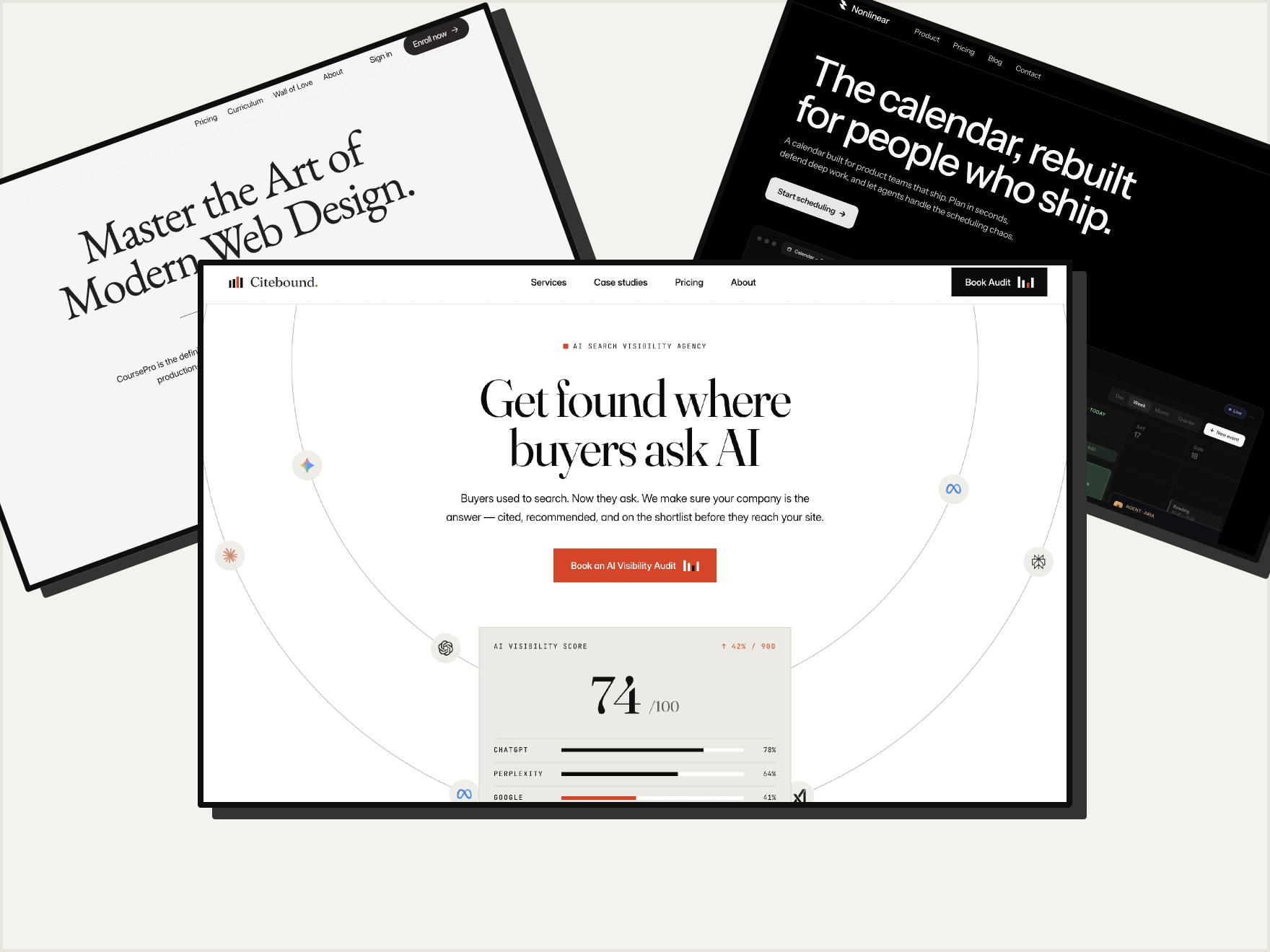 Layered CoursePro, Nonlinear, and Citebound template previews